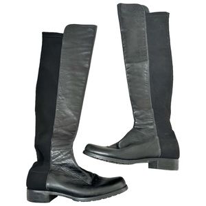 Stuart Weitzman Keelan City 50/50 Over The Knee Leather Black Boots Size 7.5